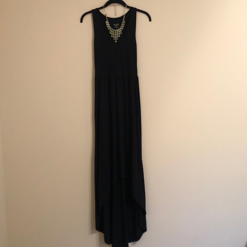 High low black cotton dress